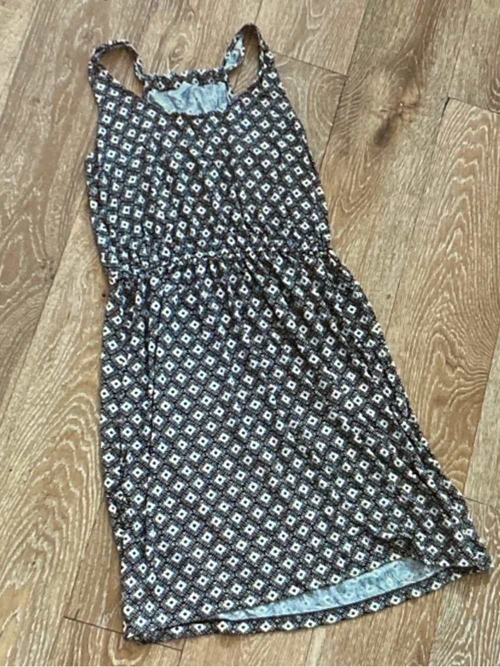 Old Navy Brown and White Geometric Sleeveless Midi Dress